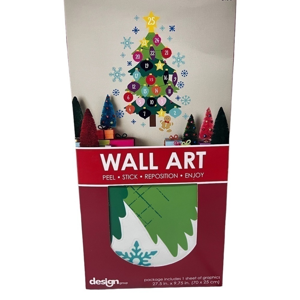 Wall Art  Peel And Stick Christmas Tree By Design Group 27.5 in X 9.75 in